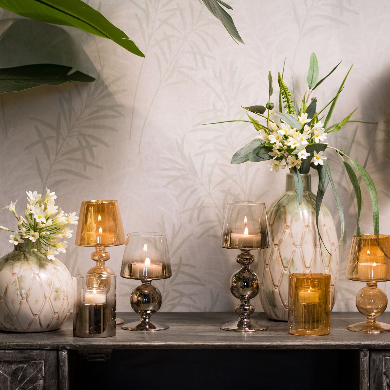 Teelichthalter aus Glas cognac, anthrazit 2-fach, (B/H/T) 8x11x8cm Teelichthalter aus Glas cognac, anthrazit 2-fach, (B/H/T) 8x11x8cm