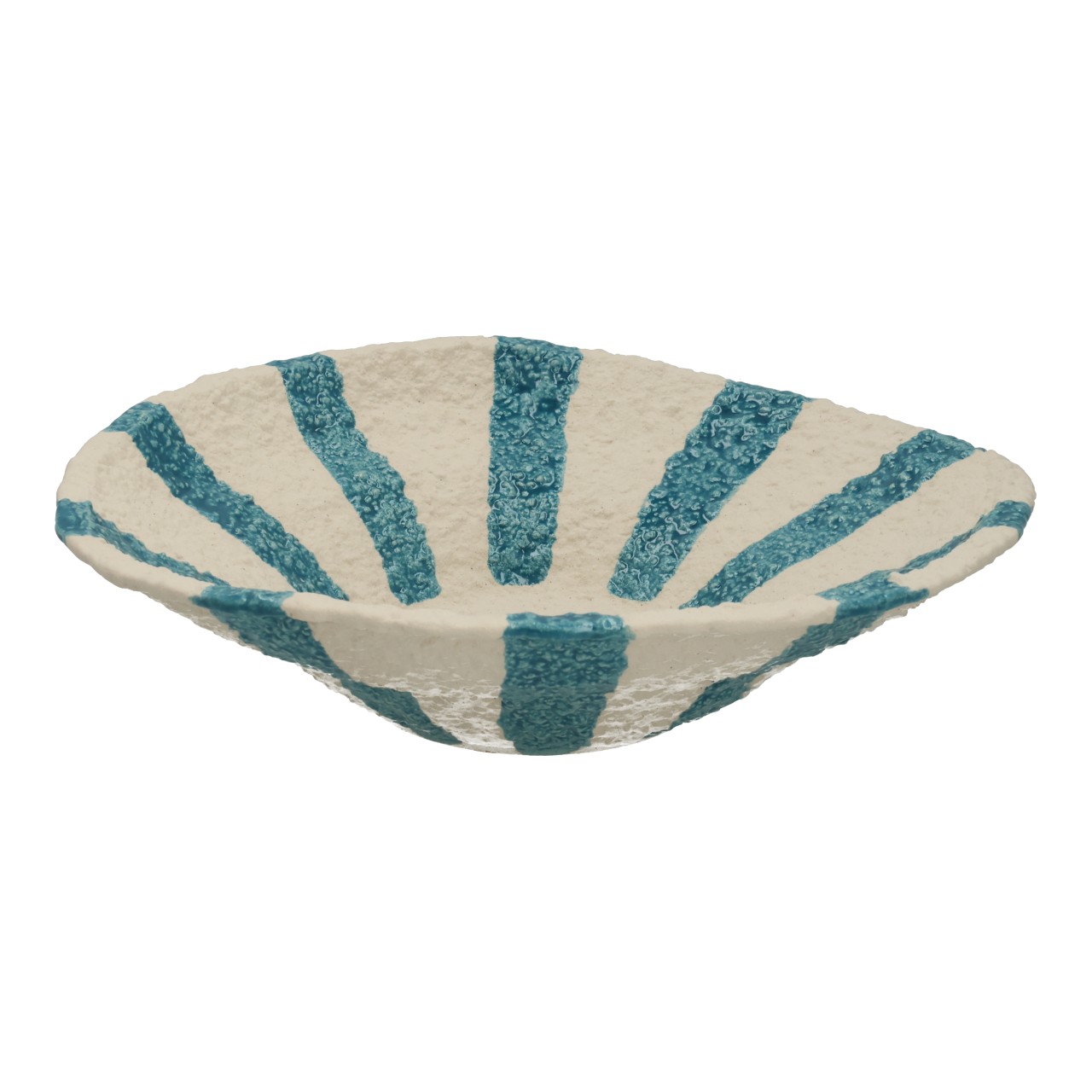 Plato decorativo de cerámica a rayas, azul (ancho/alto/profundidad) 32 x 8 x 28 cm Schale, Skalensiform, Blau-weiß, Tonware, Fläche-Textur
