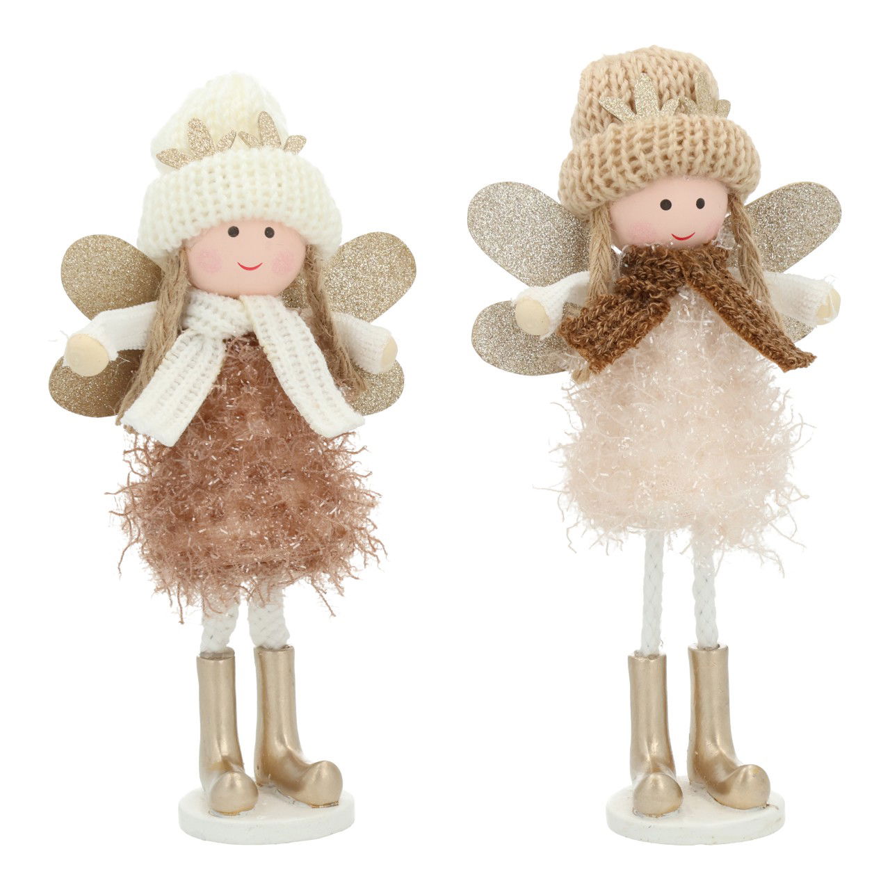 Ragazza/angelo in tessuto marrone 2 assortiti (L/H/D) 8x16x5cm Bekleidung, Hut, Puppe, Spielzeug, Person