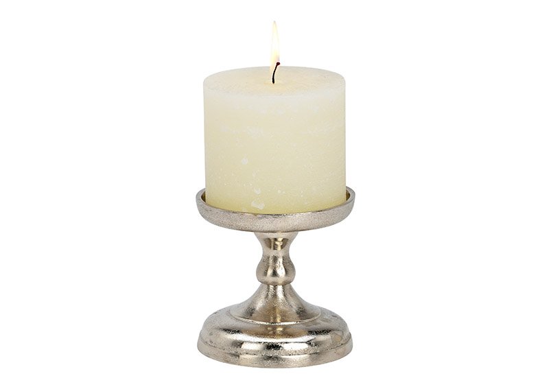 Candle holder made of metal silver (w / h / d) 11x11x11cm