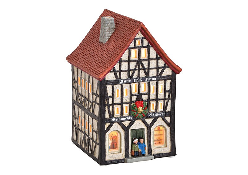 Luce casa Anno 1593 Natale panetteria di porcellana colorata, (W/H/D) 10x17x11cm