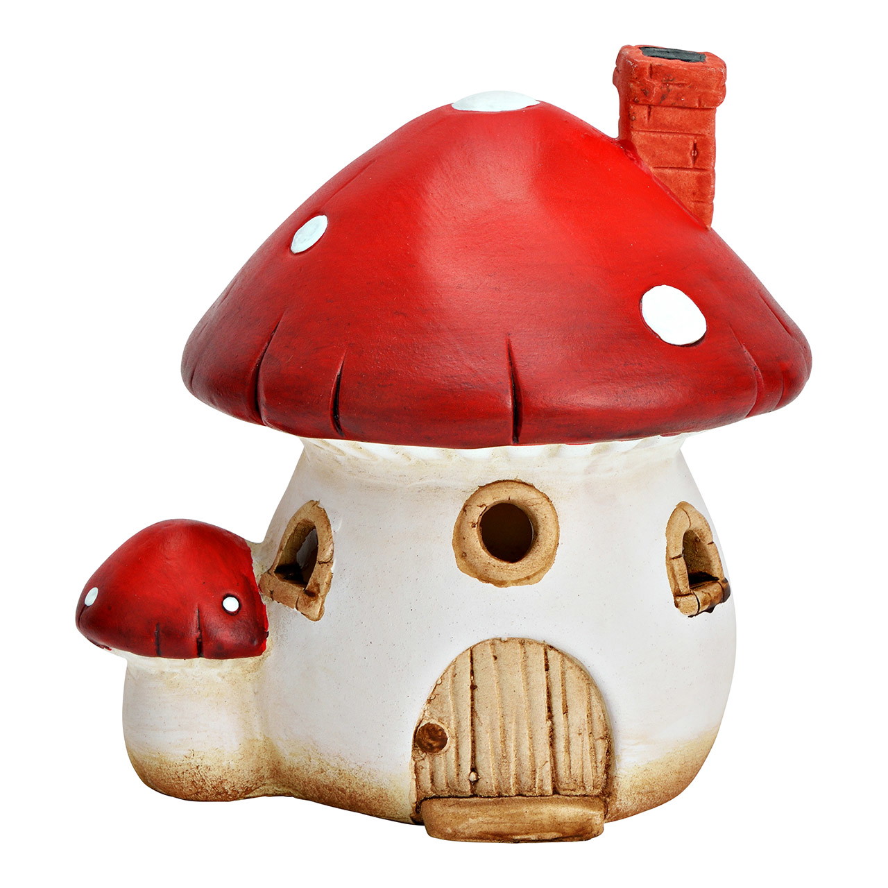 LED Pilzhaus aus Ton, Rot/Weiß (B/H/T) 12x12x10cm exkl.2XLR44 LED Pilzhaus aus Ton, Rot/Weiß (B/H/T) 12x12x10cm exkl.2XLR44
