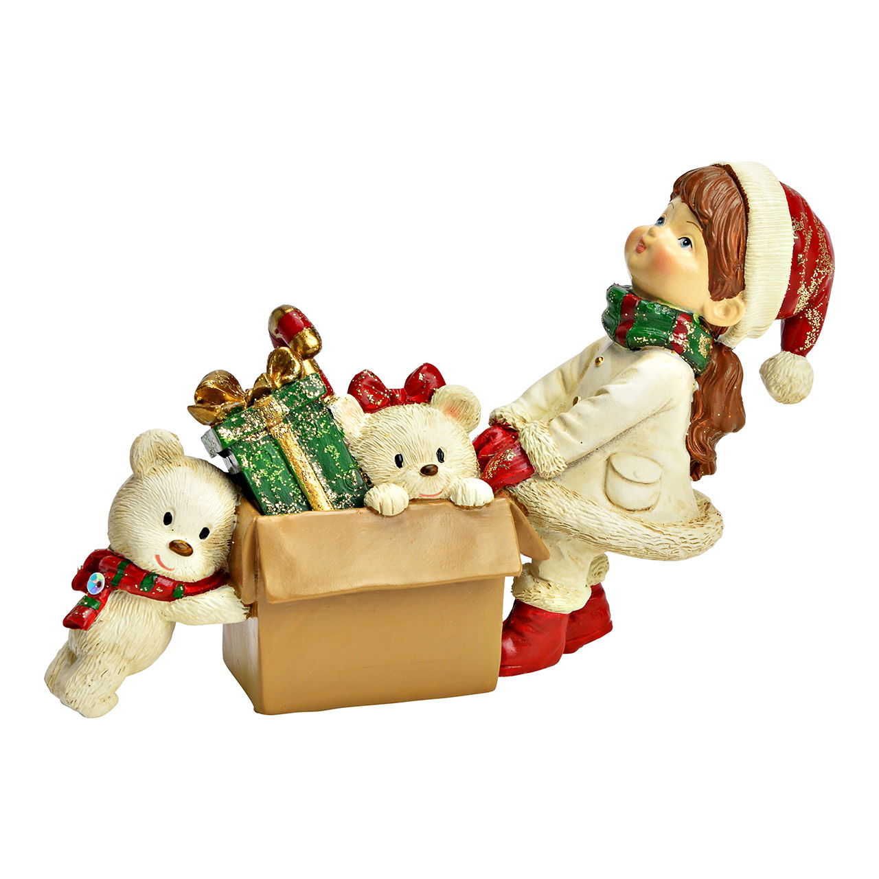 Figur Kind mit Geschenk aus Poly, Bunt (B/H/T) 15x10x5cm