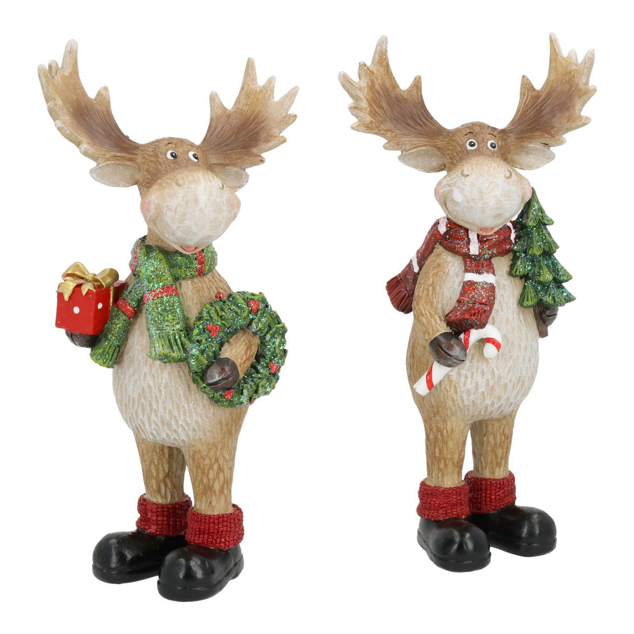 Reindeer Christmas decoration made of poly colorful 2 assorted (W/H/D) 13x27x9cm Figur, Spielzeug