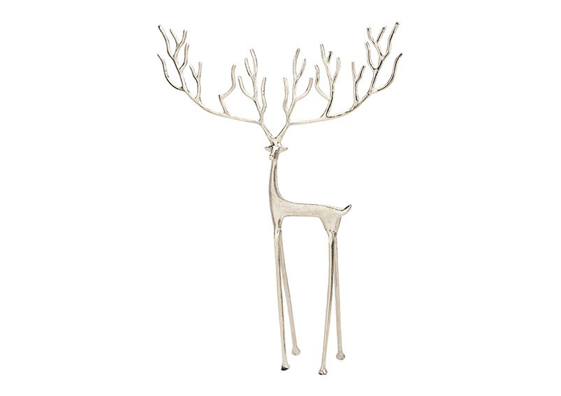 Silver metal deer (W/H/D) 47x69x10cm