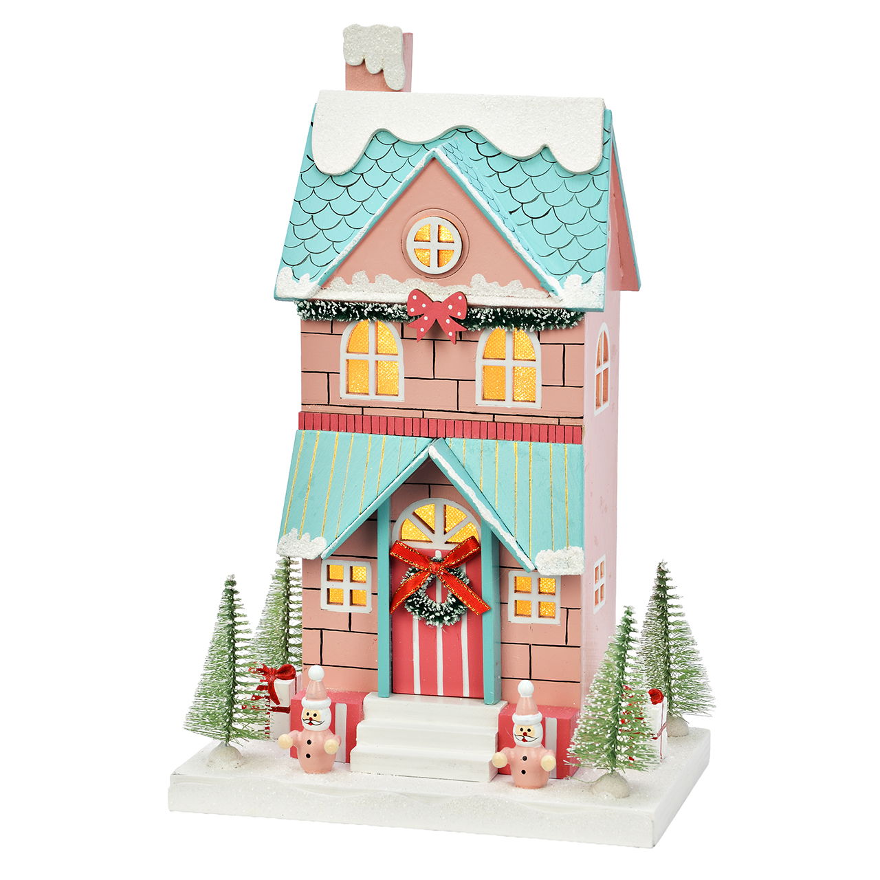 Soporte de madera para casita de Navidad Rosa/rosa (A/A/A) 20x13x33cm Essen, Süßigkeiten, Plätzchen, Pflanze