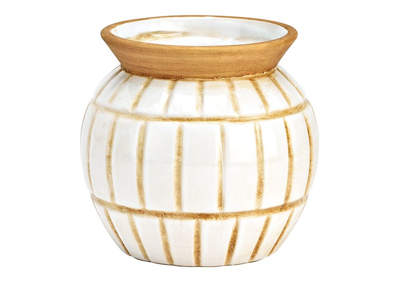 Vase pour fleurs séchées en céramique blanche (L/H/P) 14x13x14cm