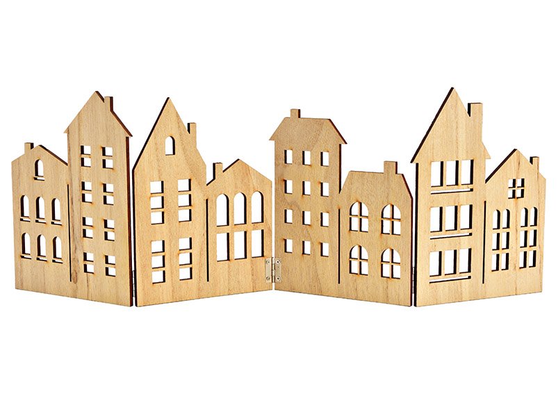 Wooden stand houses natural (W/H) 57x20cm