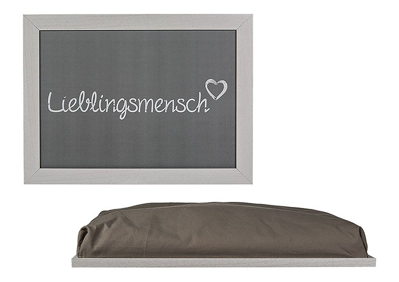Kissen-Tablett Lieblingsmensch aus Holz grau, (B/H/T) 43x32cm