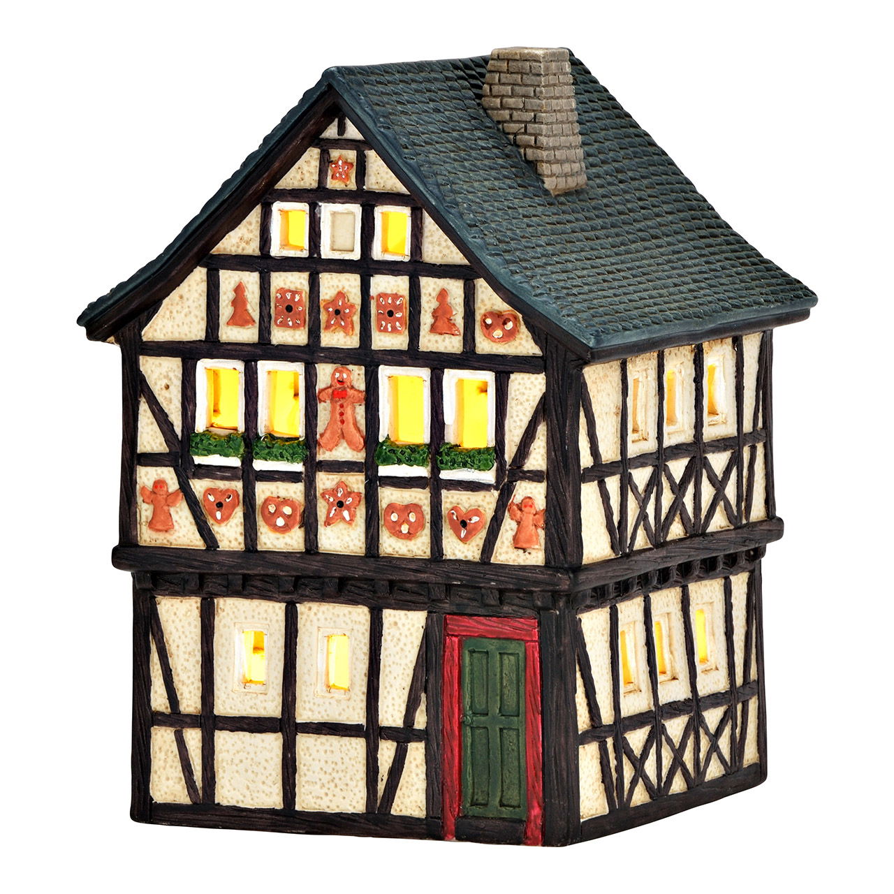 Lichthaus Lebkuchenhaus aus Porzellan, Bunt (B/H/T) 12x17x12cm