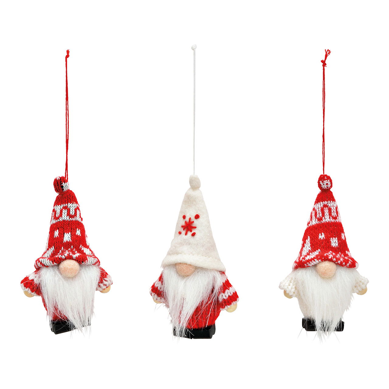 Hanger gnome from textile red 3-fold, (W/H/D) 5x9x3cm