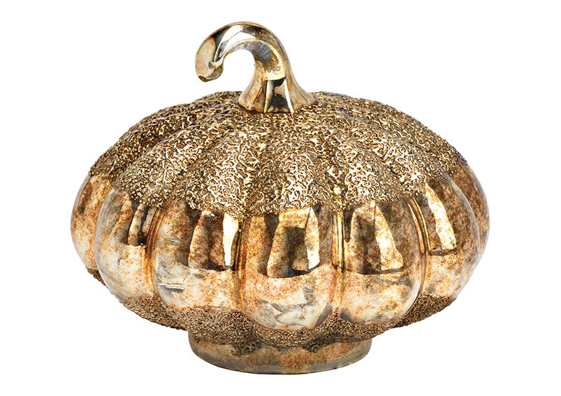Glass pumpkin antique gold (W/H/D) 13x12x13cm