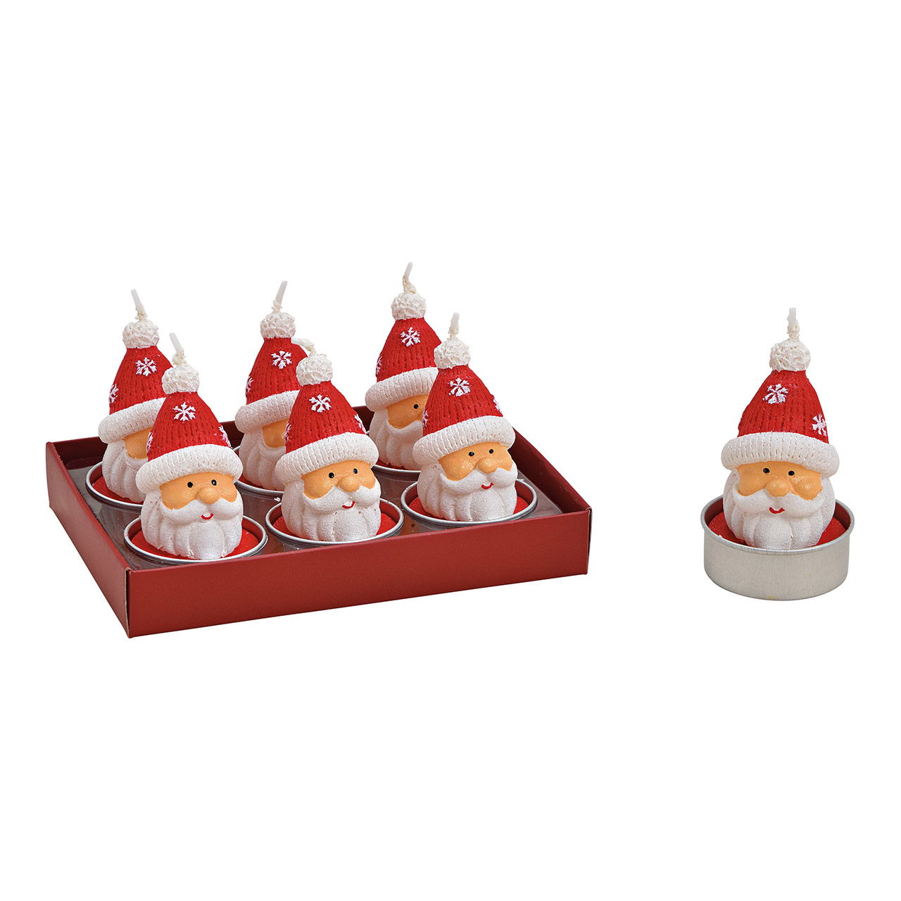 Set di tealight Babbo Natale 4x6x4cm rosso cera set di 6, (L/A/D) 14x7x10cm