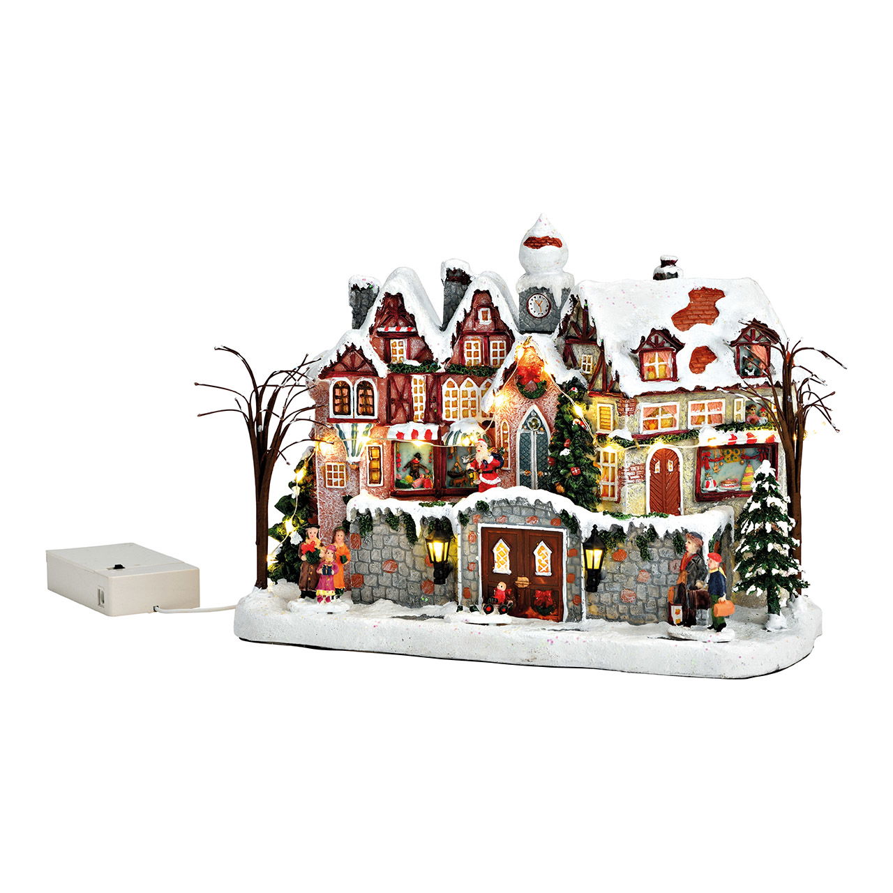 Scène hivernale Place du marché avec lumière LED en poly multicolore (L/H/P) 27x20x12cm Fonctionnement sur piles 3xAA non incluses Scène hivernale Place du marché avec lumière LED en poly multicolore (L/H/P) 27x20x12cm Fonctionnement sur piles 3xAA non incluses