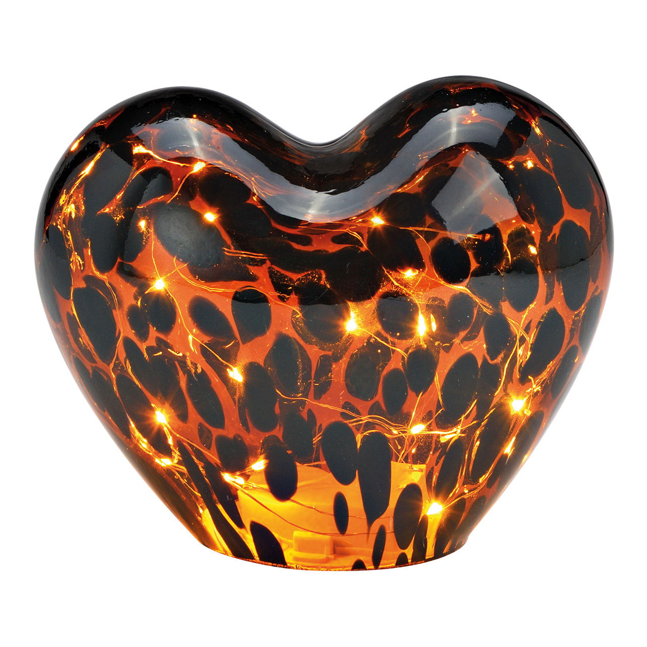 Cuore con 20 LED con timer 6/18 in vetro Marrone (L/A/D) 18x15x11cm