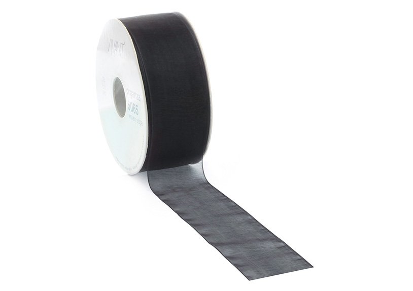 Ruban cadeau ORGANZA 50m x 15mm, black, 100% polyester, 5065.5015.85