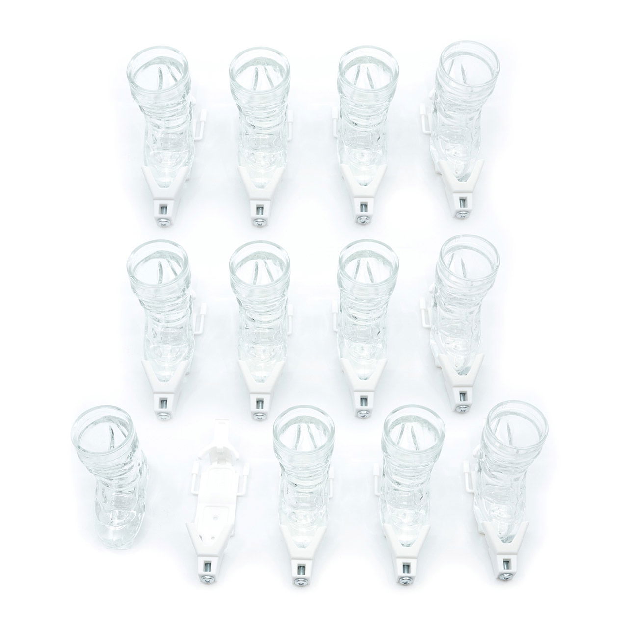 Apres-Allstars ski boots shot glass set with binding, lanyards set of 12, made of glass white 4cl glass 69x36x74mm, binding 110x38x24mm