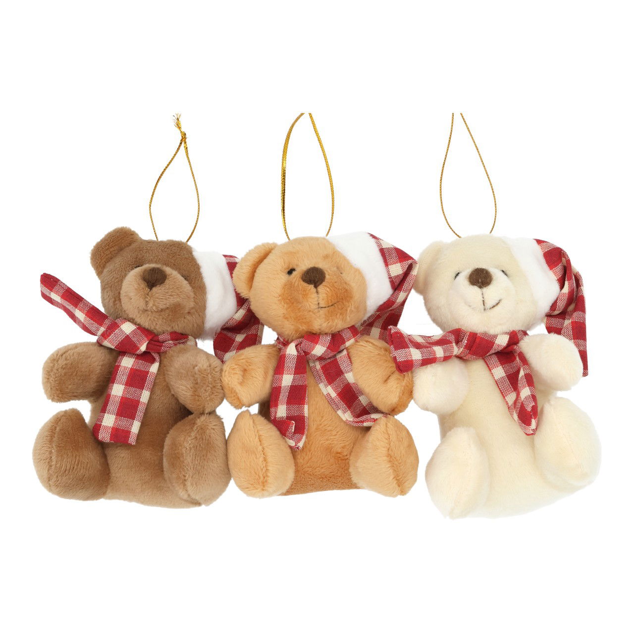 Hänger Bär mit Mütze/Schale aus Plüsch Braun 3-fach sortiert (B/H/T) 7x10x7cm Spielzeug, Teddybär, Plüsch