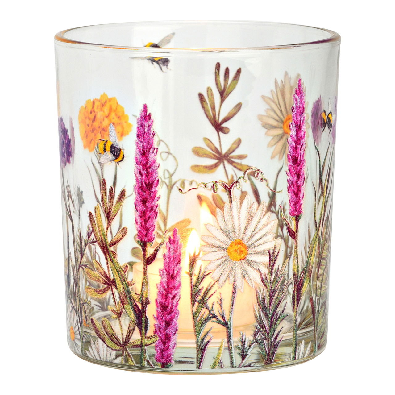 Windlicht Blumen Dekor aus Glas, Transparent (B/H/T) 9x10x9cm Pokal, Töpferei, Porzellan, Glas, Vase