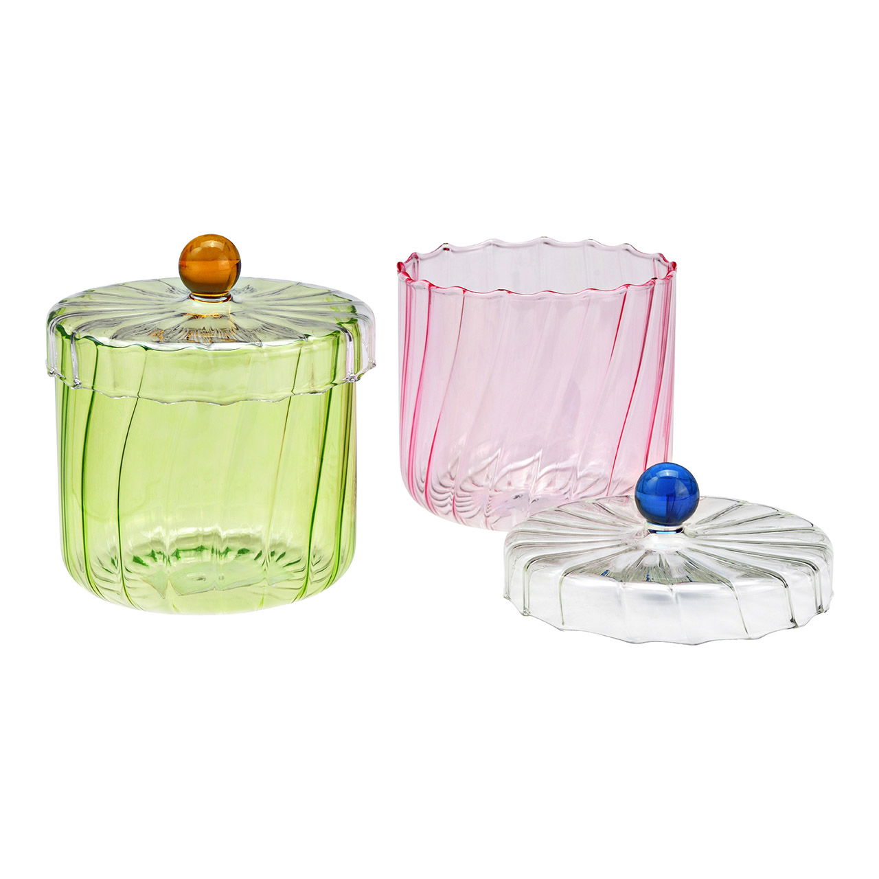 Glass storage jar, green/pink 2-fold(W/H/D) 12x13x12cm 700ml