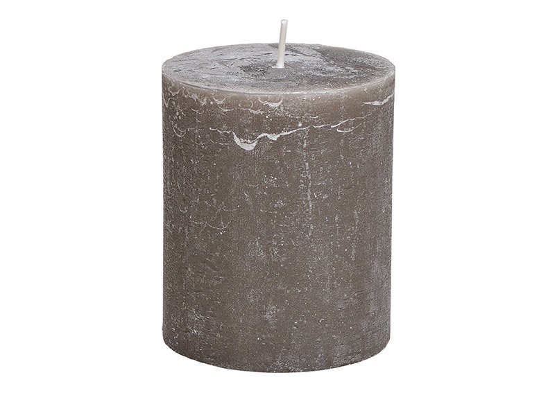 Candle 10x12x10cm made of wax, taupe