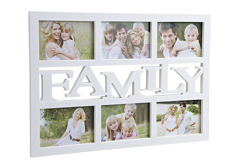 Cadre photo Family pour 6 photos, en plastique blanc, L48 x H33
