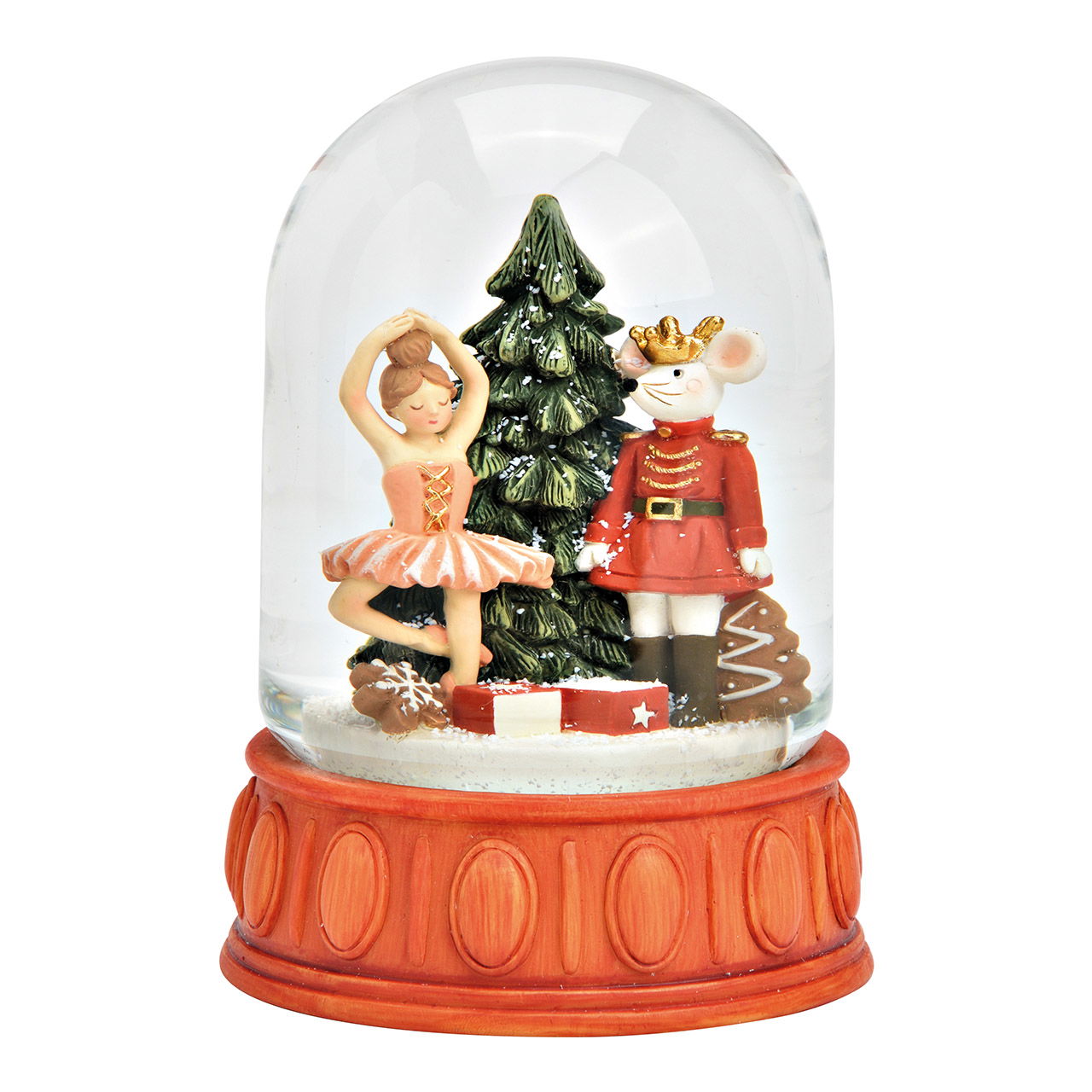 Snow globe nutcracker made of poly/glass red (W/H/D) 9x13x9cm