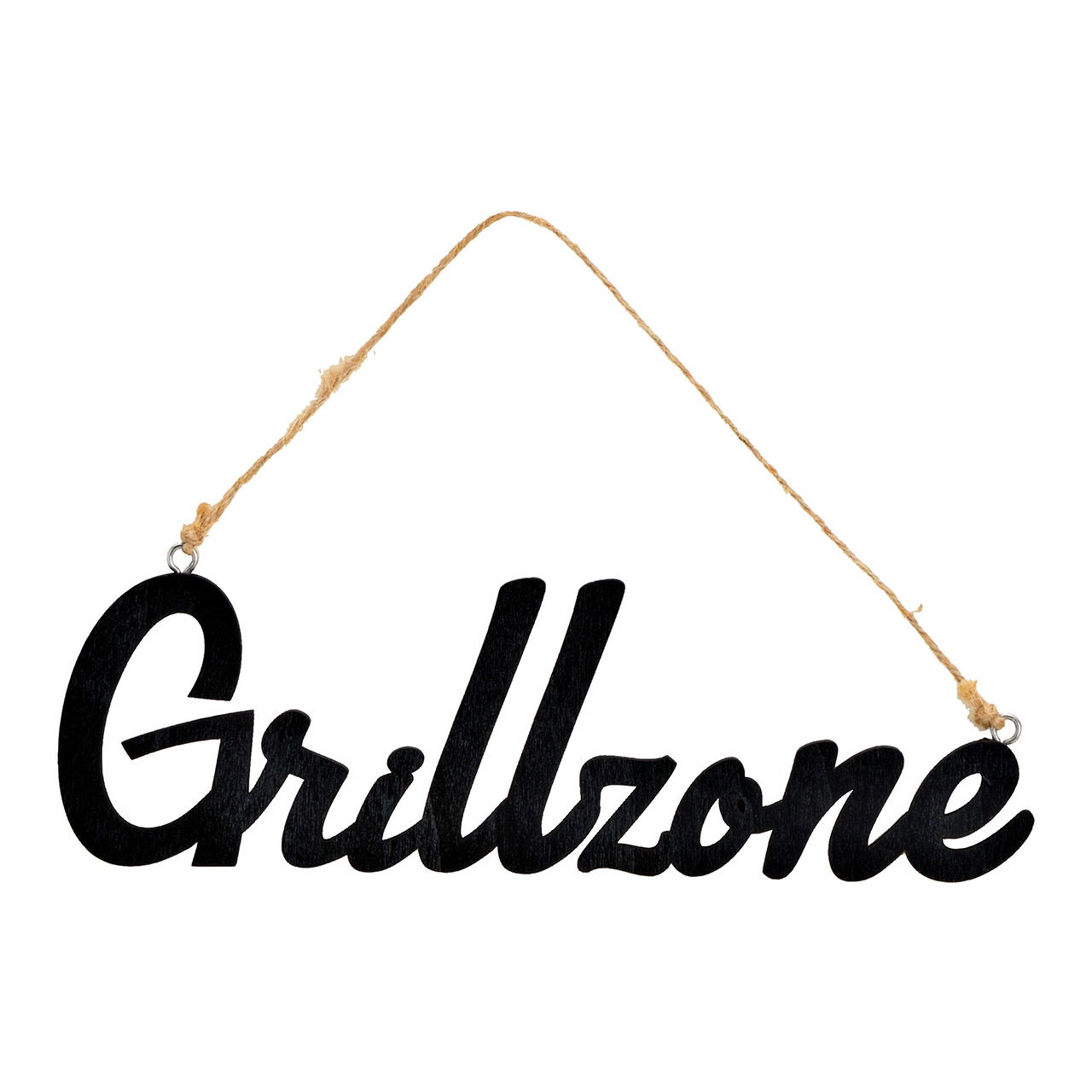 Gancio lettering zona barbecue di legno Nero (L/H) 20x6cm