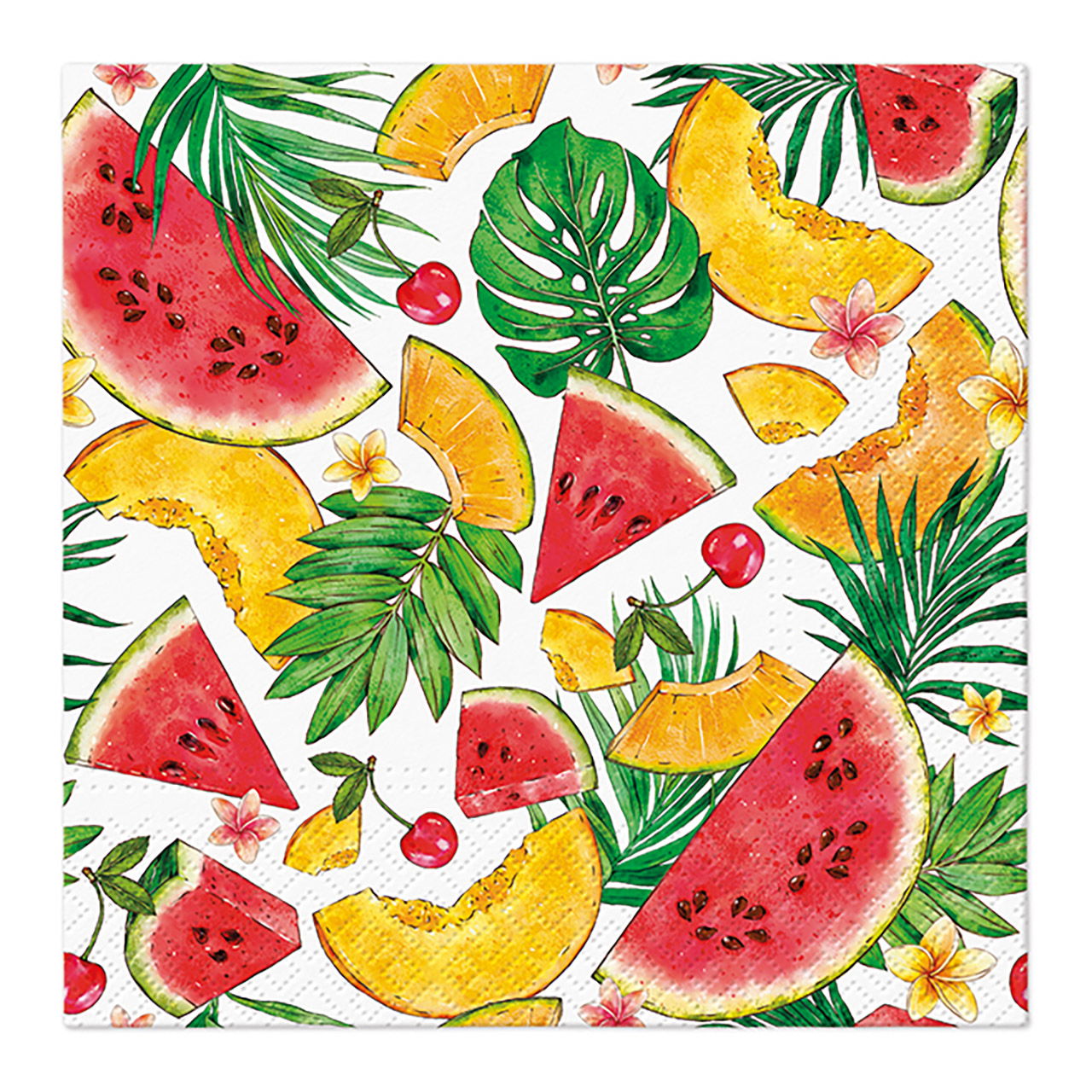 Serviette de table décor fruits 3 plis, paquet de 20 en papier/carton (l/h) 33x33cm