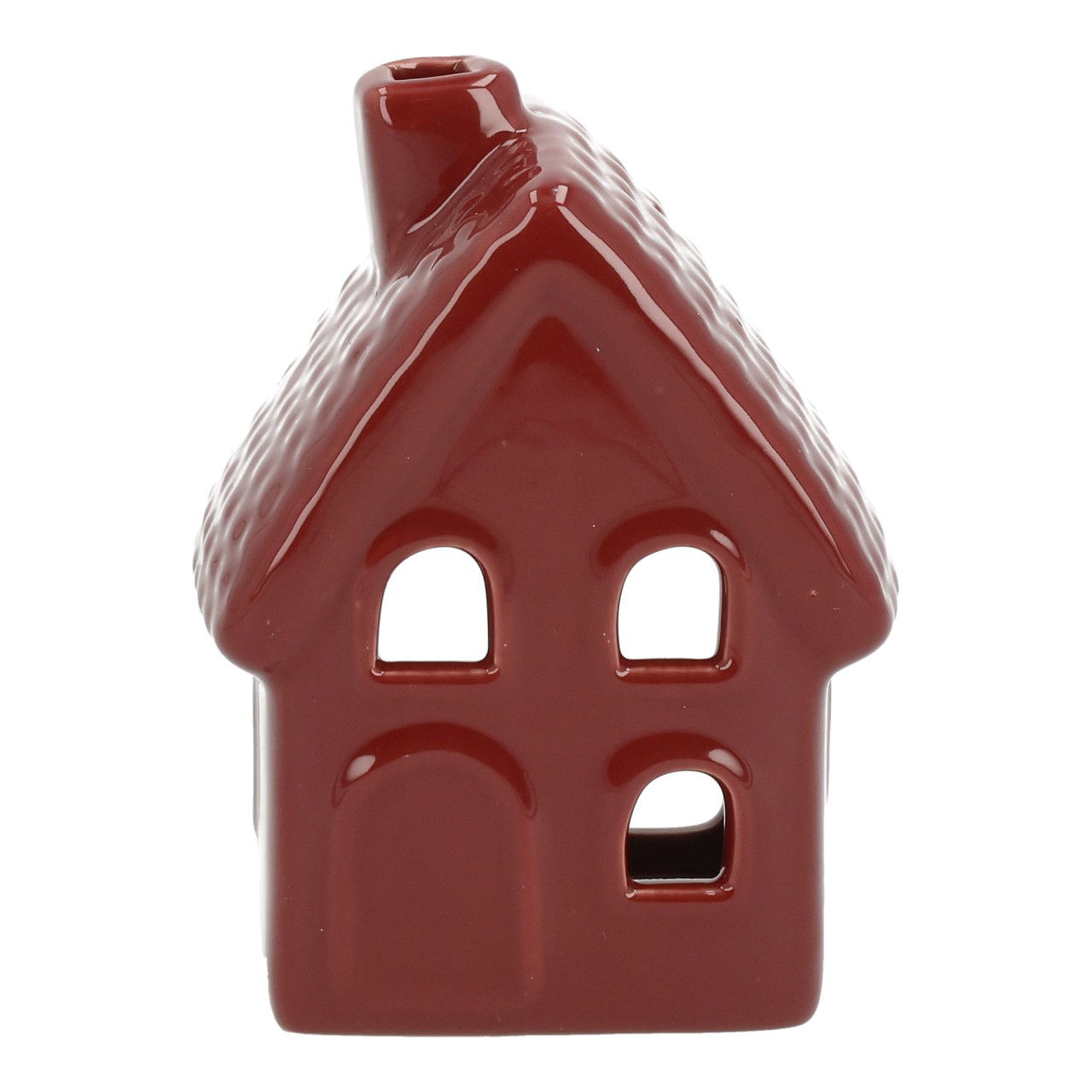 Windlicht Haus aus Porzellan Rot (B/H/T) 7x10x6cm