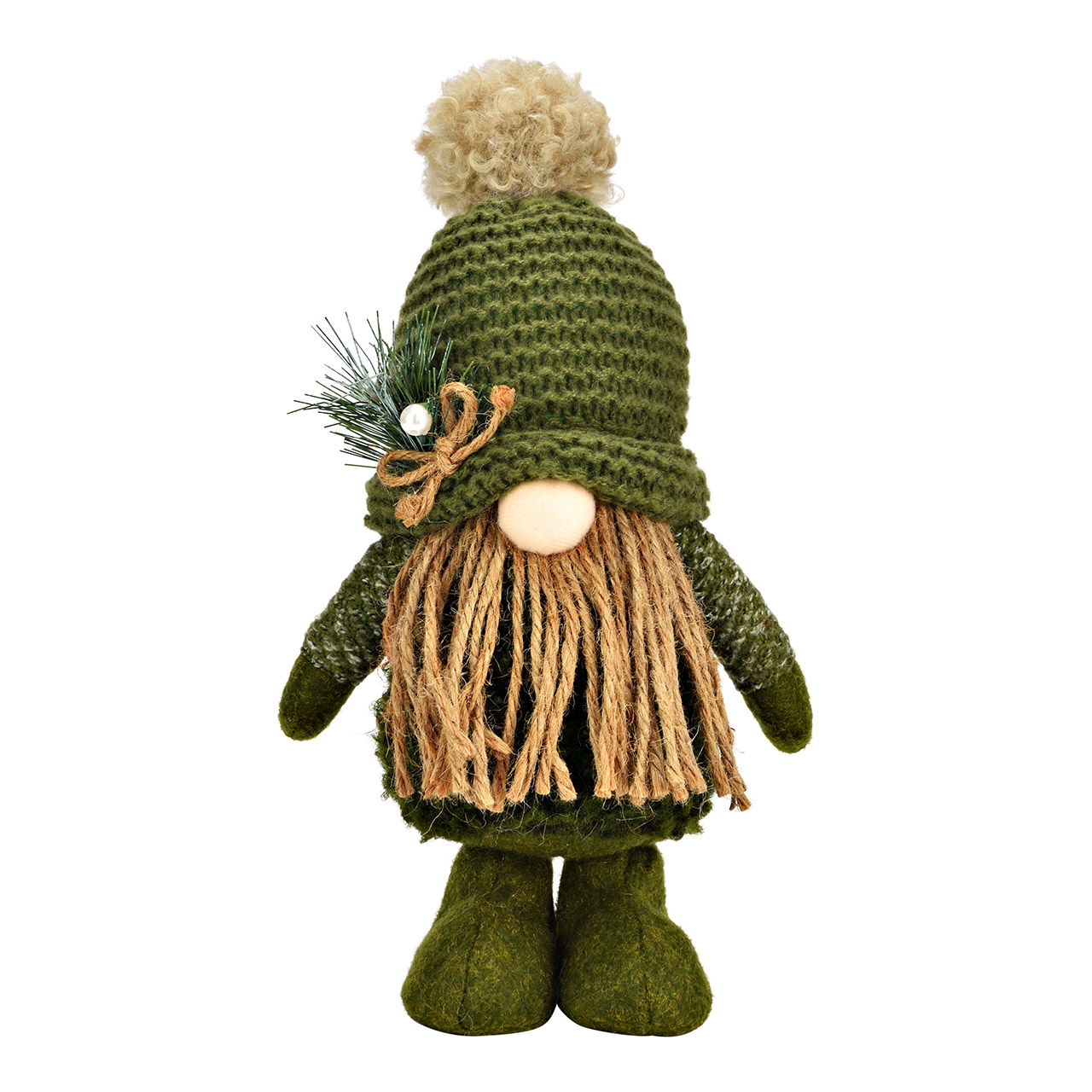 Gnomo con cappello in tessuto, verde (L/H/D) 15x28x11cm