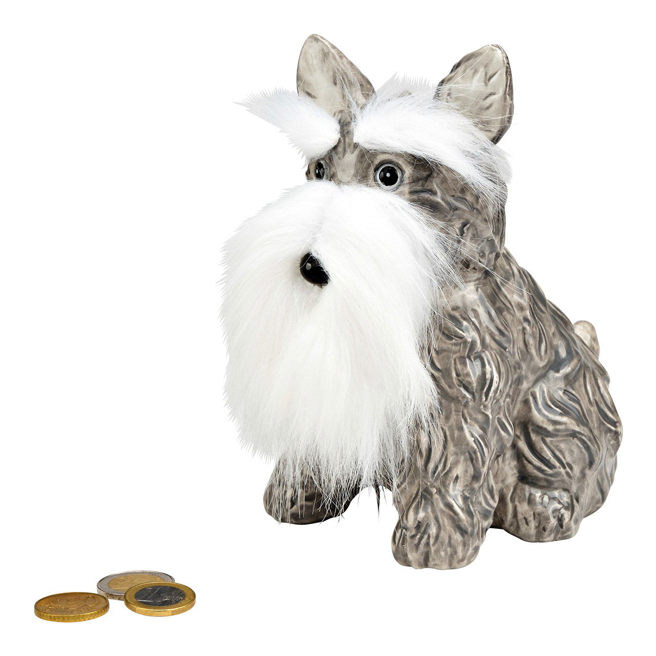 Piggy bank ceramic dog gray (W/H/D) 16x17x10cm