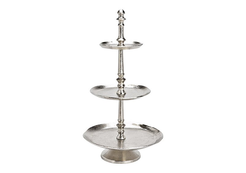 Etagere with 3 levels, made of metal silver (h) 50cm ø15/19/26cm