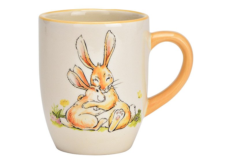 Mug ceramic bunny apricot, white (W/H/D) 12x10x8cm 280ml
