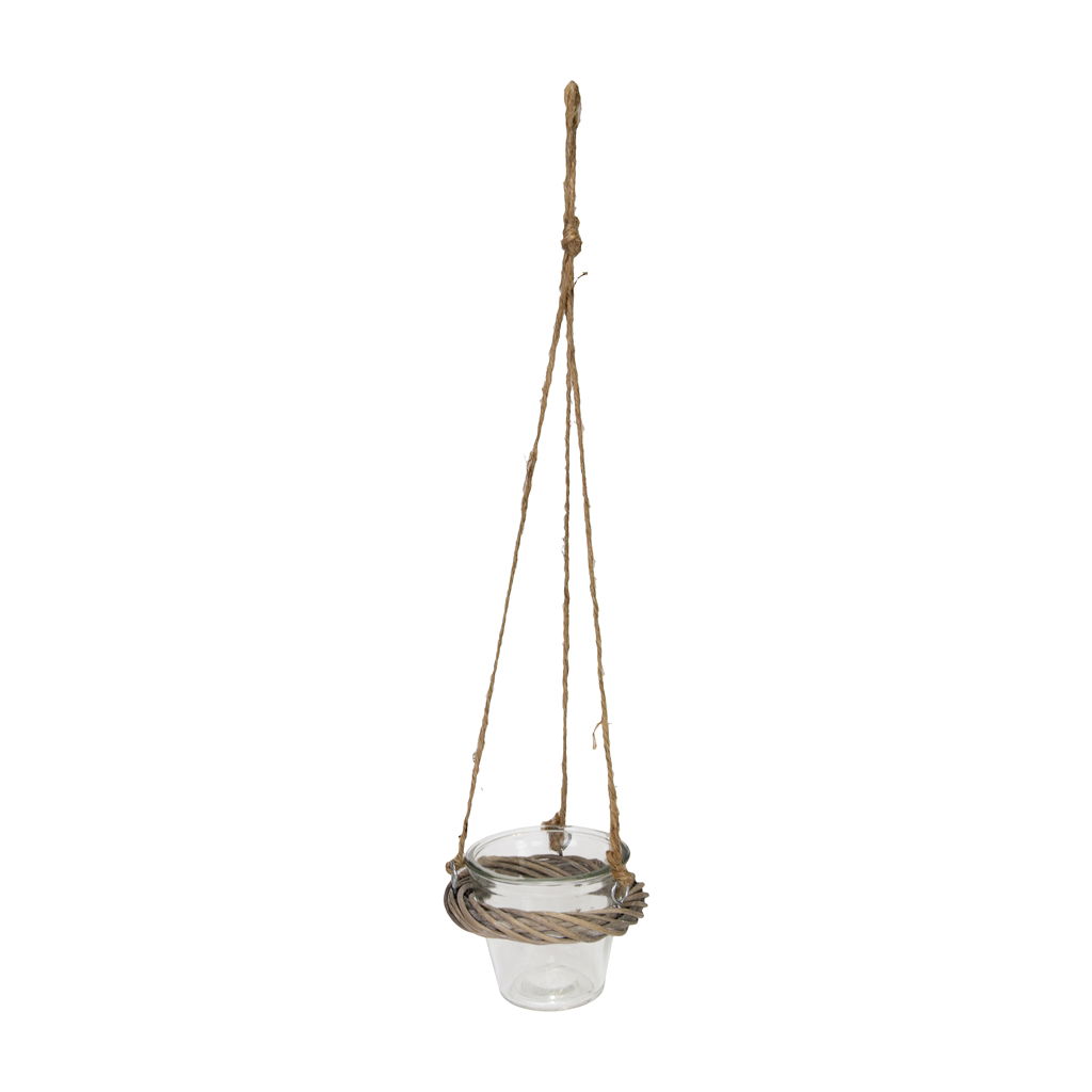 Hangmand met rieten rand, glas, 10x48cm, 1 st, Hangmand met rieten rand, glas, 10x48cm, 1 st,