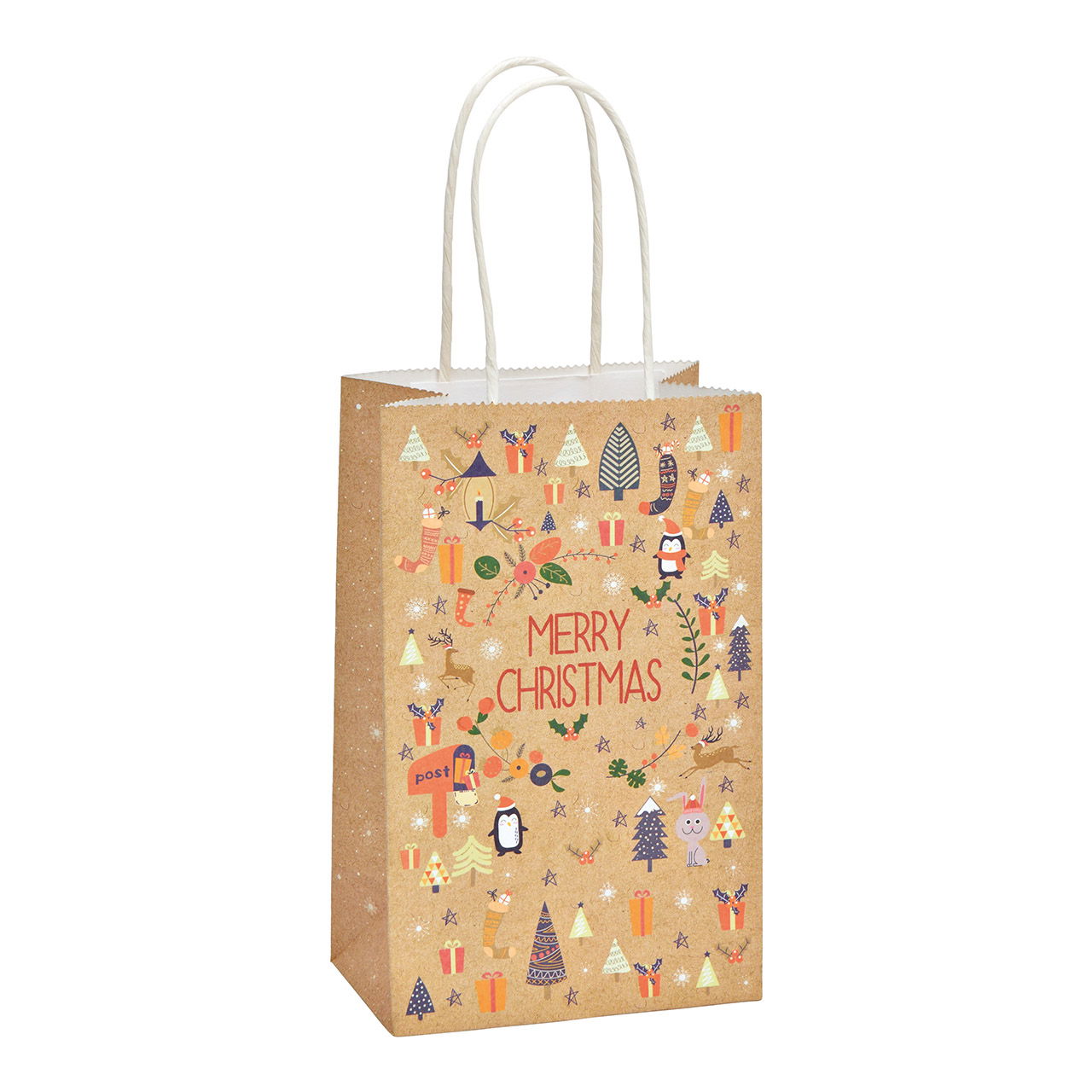 Bolsa de regalo, decoración navideña, de papel/cartón marrón (A/A/P) 13x21x8cm Bolsa de regalo, decoración navideña, de papel/cartón marrón (A/A/P) 13x21x8cm