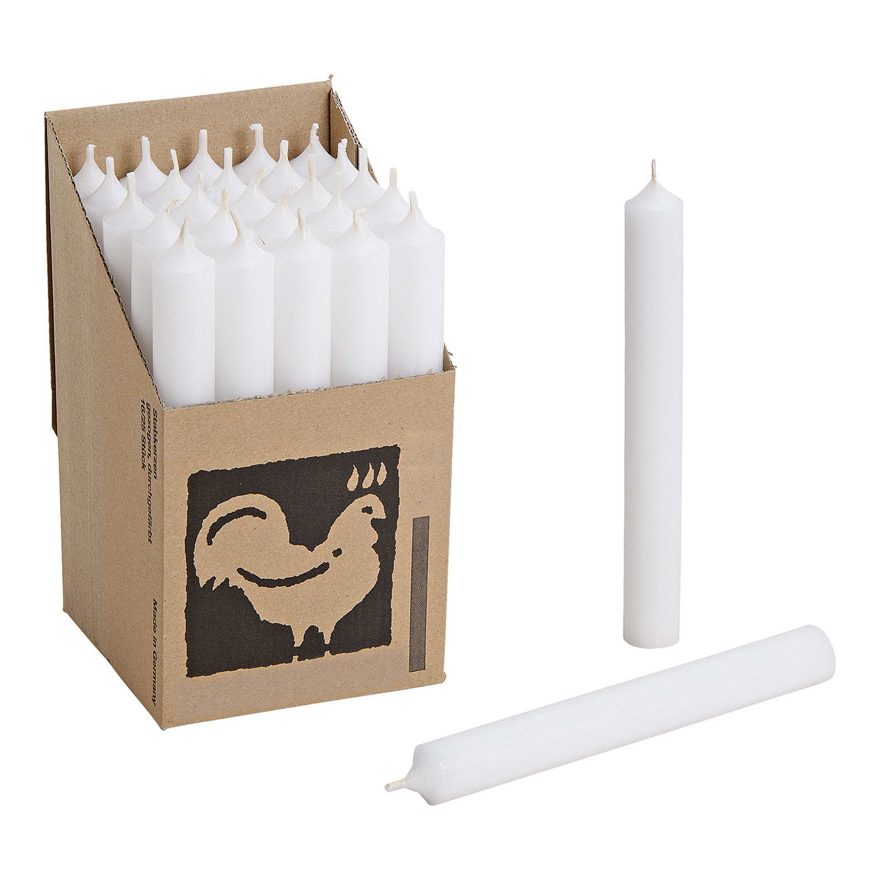 Stabkerze Weiß durchgefärbt Ø 2x18 cm Brenndauer ca. 8 Std. Stabkerze Weiß durchgefärbt Ø 2x18 cm Brenndauer ca. 8 Std.