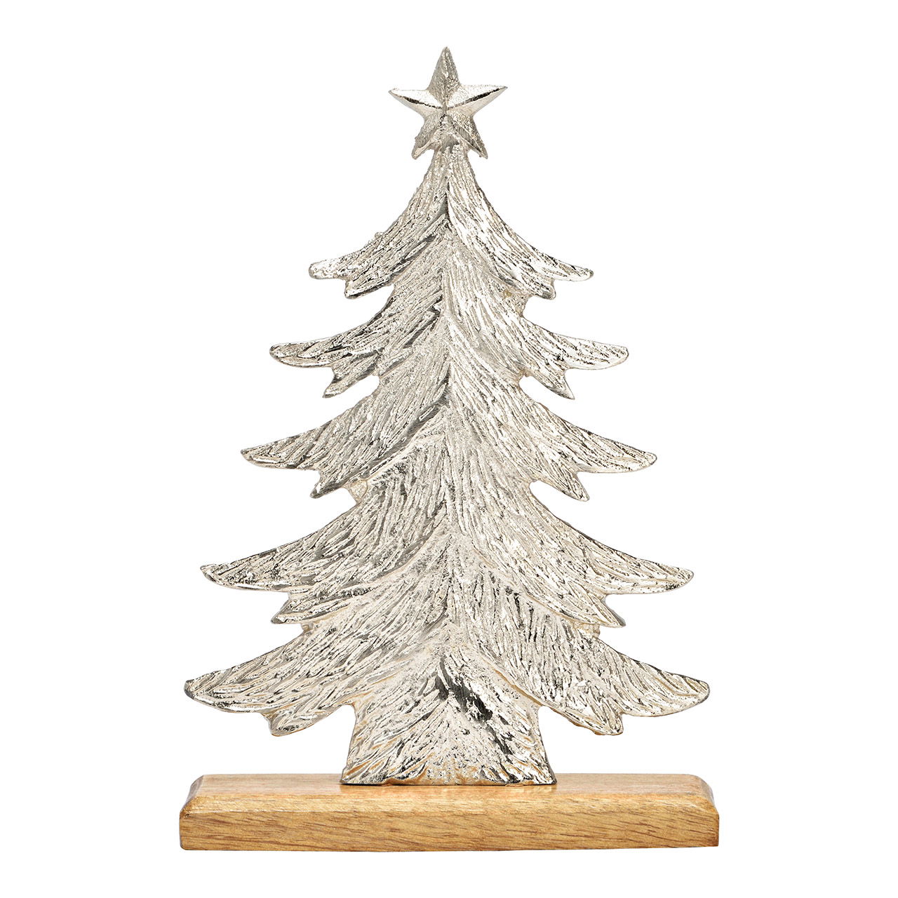 Piantana per albero di Natale su base in legno di mango in metallo argentato (L/H/D) 18x26x5cm