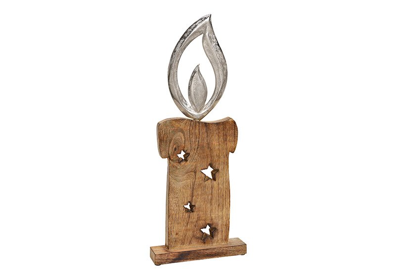 Présentoir Bougie avec flamme en métal en bois Marron (L/H/P) 20x52x5cm