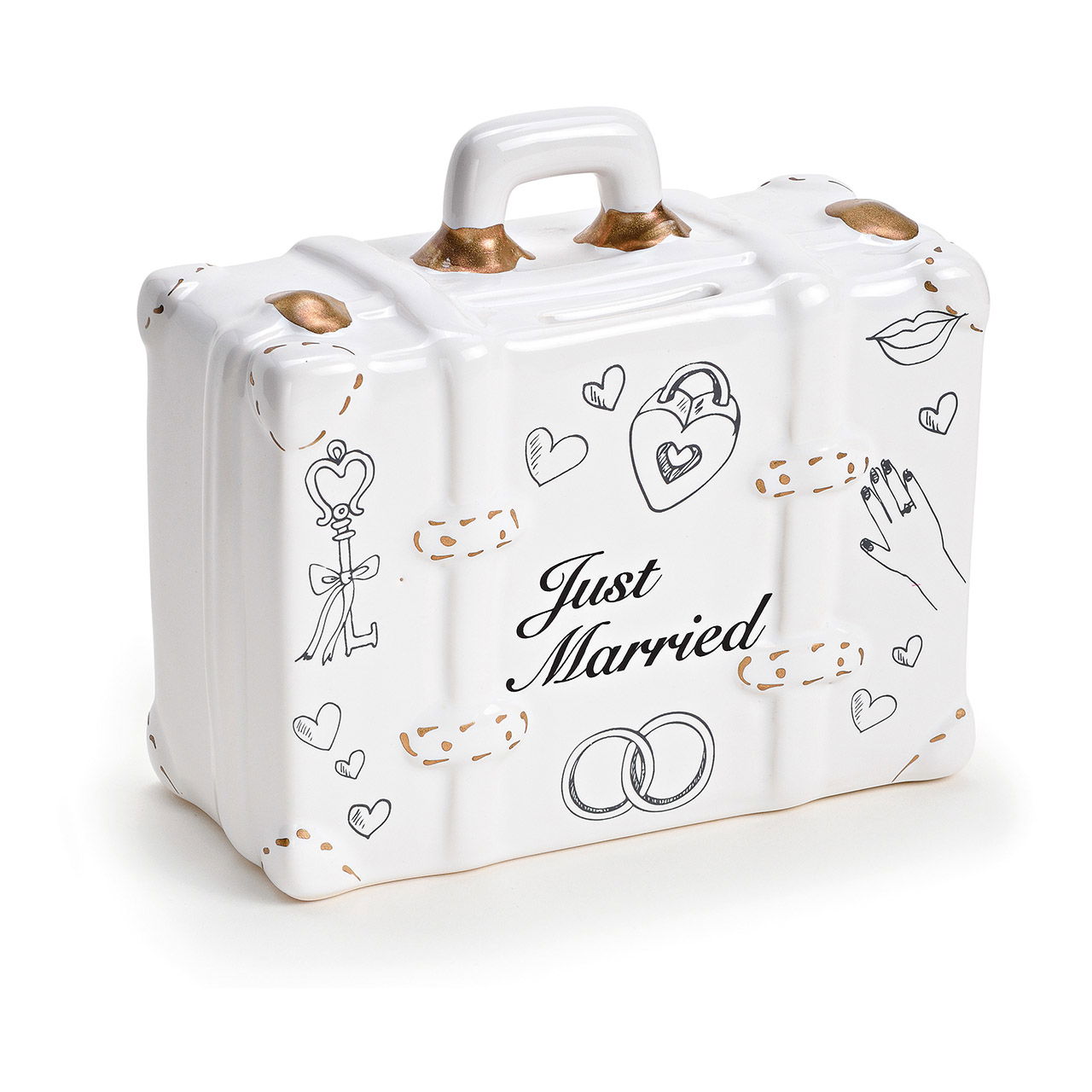 Money box suitcase Just married Ker. 14x6x13cm Tasche, Gepäck