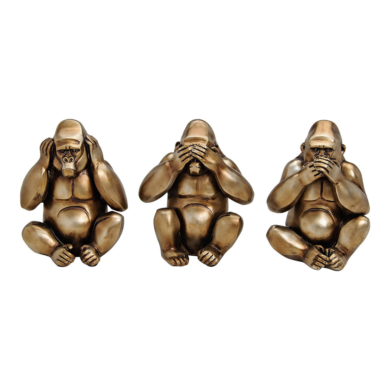 Gorilla in bronze aus Poly, 3-fach sortiert, B17 x T12 x H22 cm