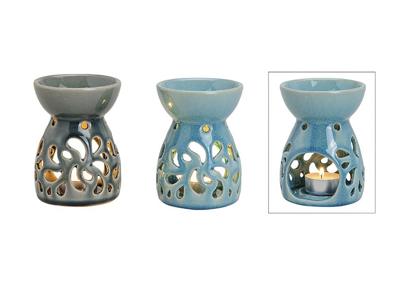 Fragrance burner ceramic 2-ass. 12x8 cm}