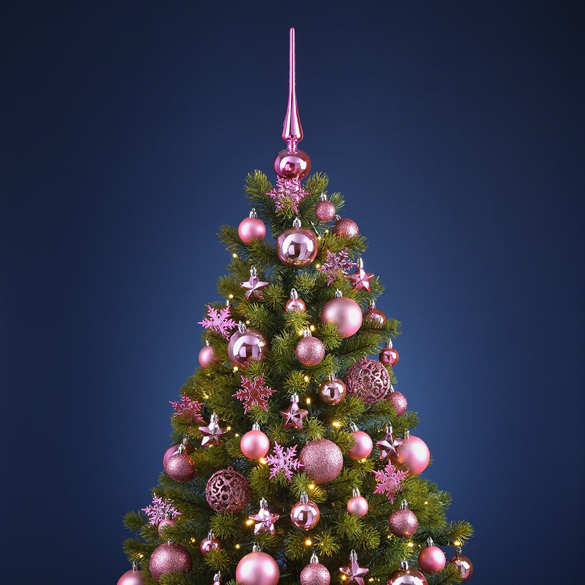 Set di gingilli di Natale in plastica rosa/rosa Set di 111, (L/H/D) 36x23x12cm Ø 3/4/6 cm