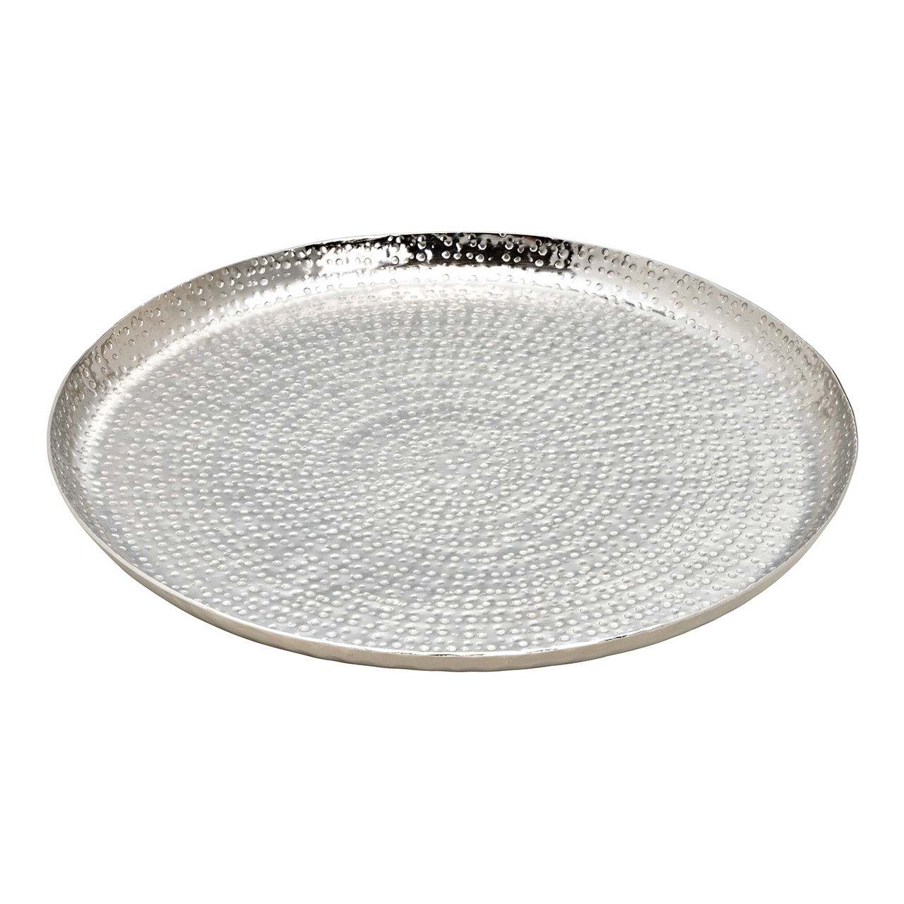Assiette décorative en métal, argent (L/H/P) 33x2x33cm Assiette décorative en métal, argent (L/H/P) 33x2x33cm