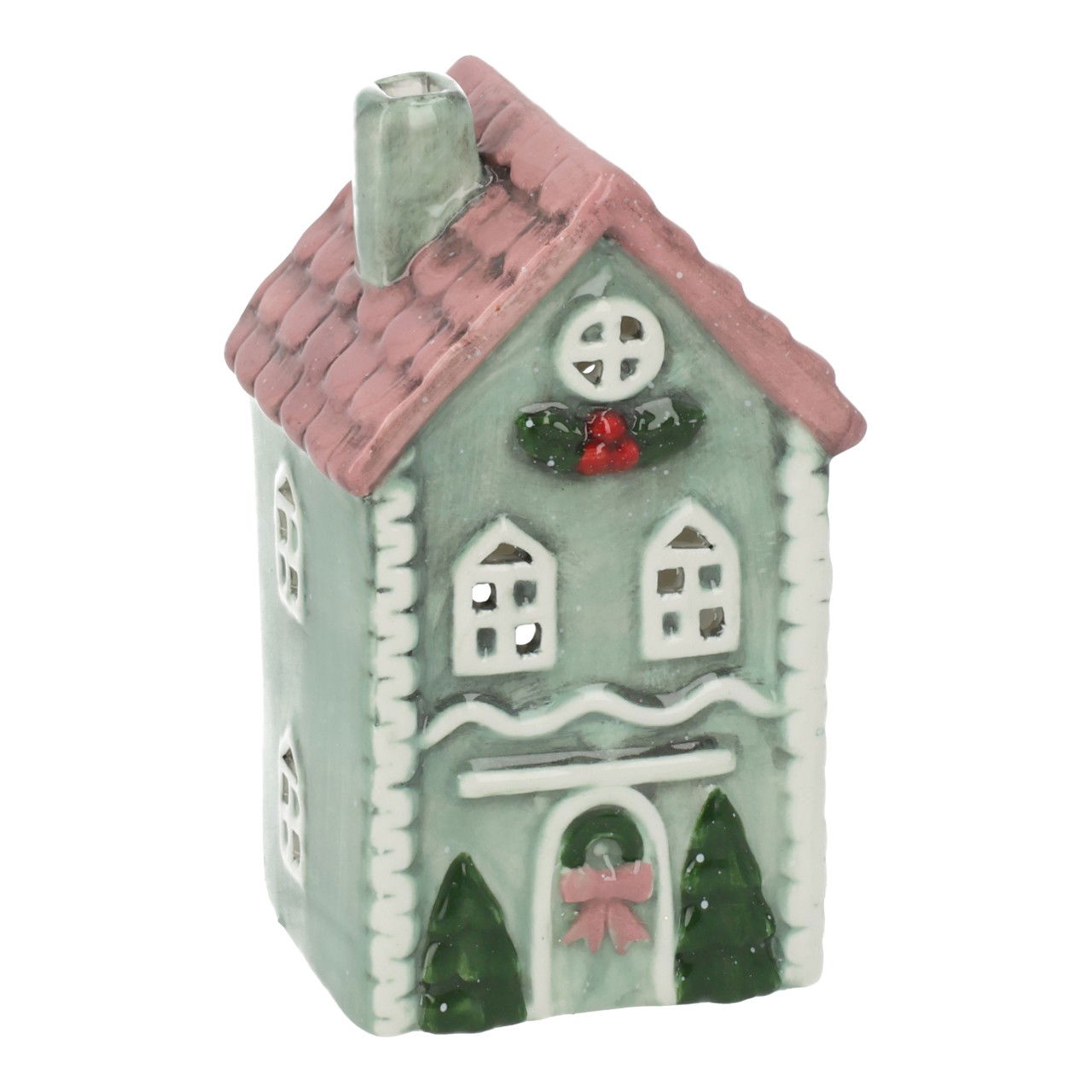 Windlicht Haus aus Keramik Grün (B/H/T) 7x12x6cm Windlicht Haus aus Keramik Grün (B/H/T) 7x12x6cm