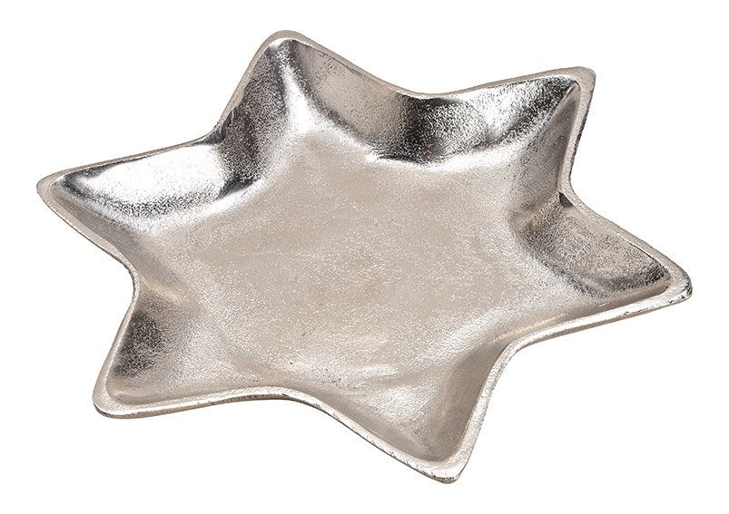 Plate star, aluminium, silver, 26x2x26cm
