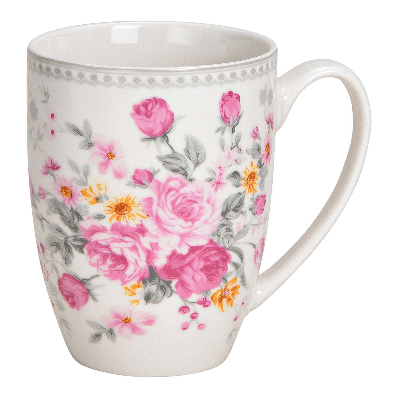 Tasse décorée de roses en porcelaine rose/rose (L/H/P) 13x12x9cm 300ml