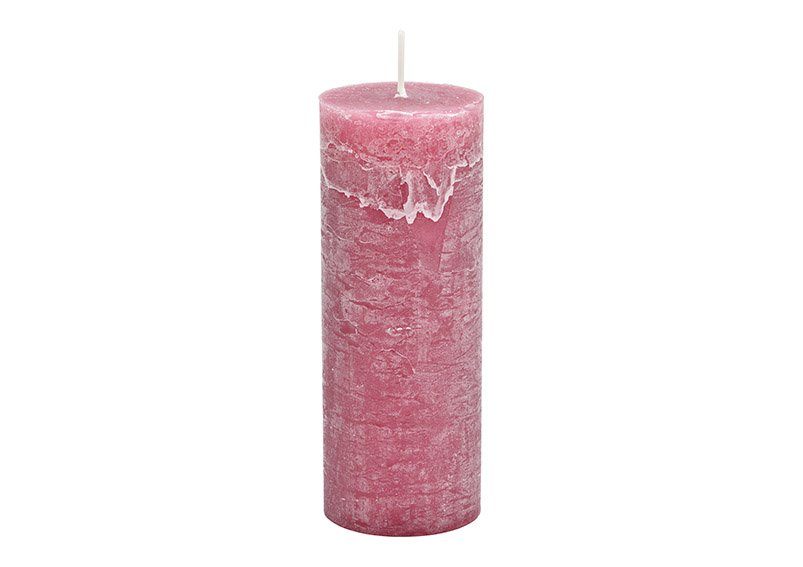Kerze 6,8x18x6,8cm aus Wachs antique Rosewood pink/rosa