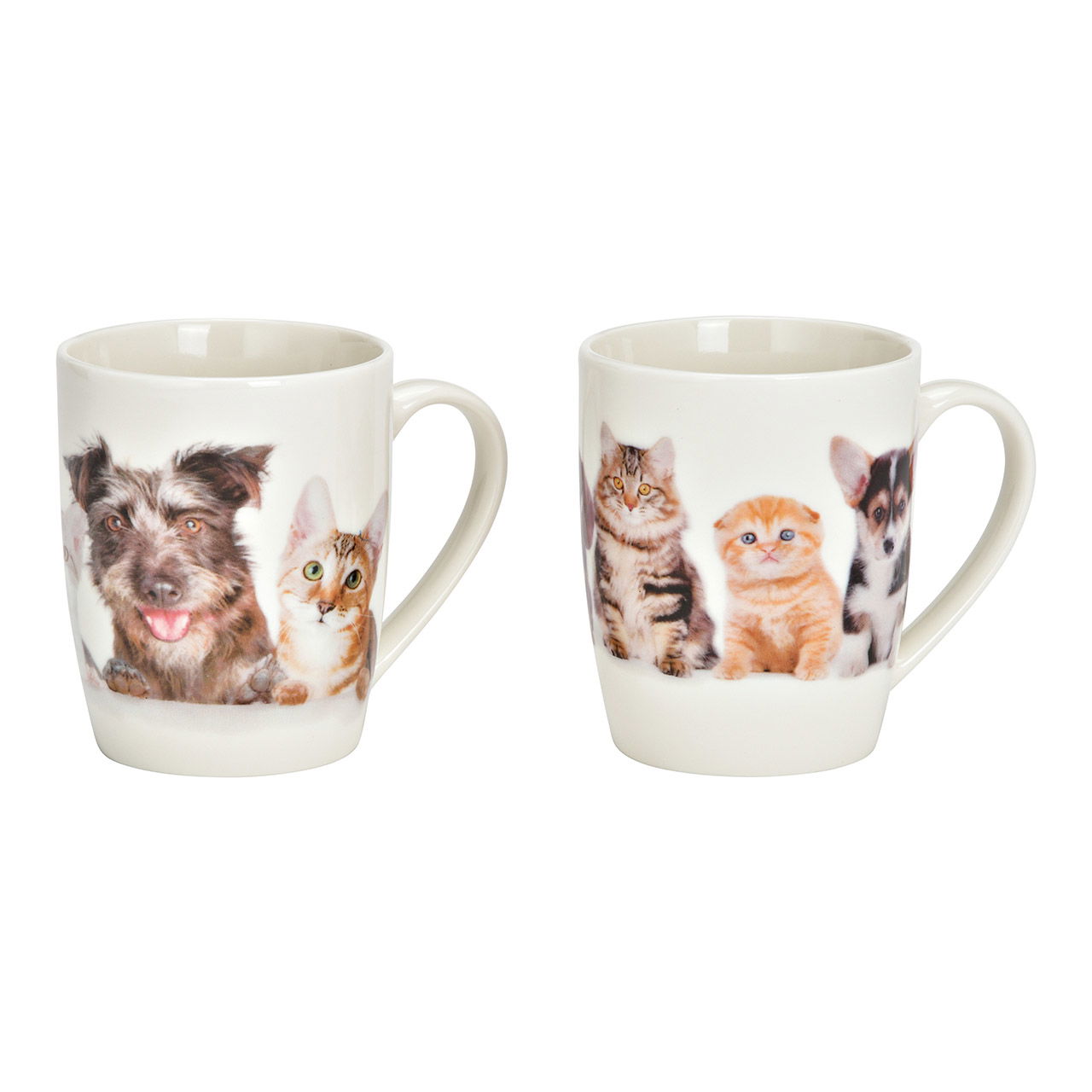 Mug cane, gatto, porcellana bianca a 2 pieghe, (L/H/D) 12x10x8cm 360ml