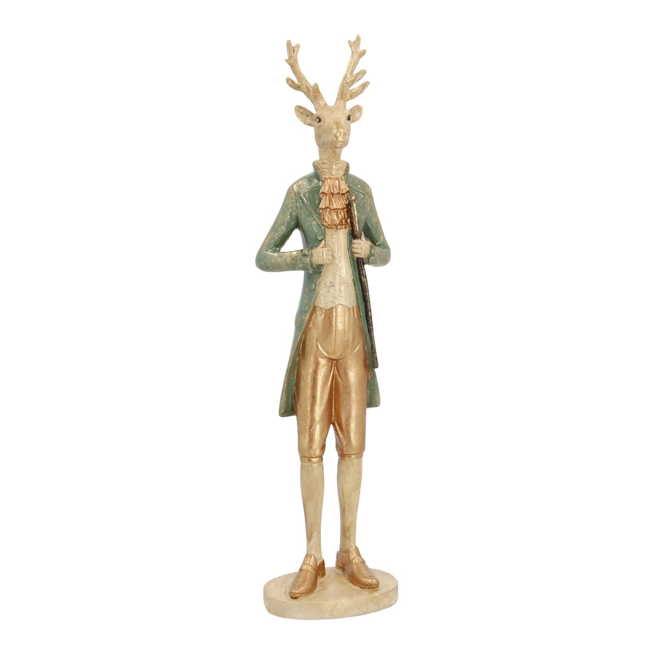 Hirsch in Barockkostüm aus Poly Grün (B/H/T) 11x42x7cm Figur, Person
